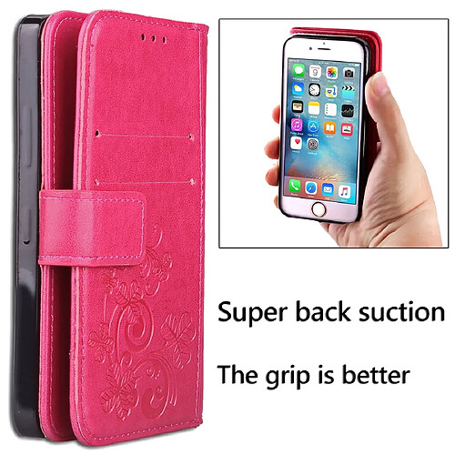 Wewoo Housse Coque Etui en cuir de protection pour téléphone portable avec boucle à relief forme de et fermoir à carte emplacement et portefeuille et support Vivo Y3 magenta