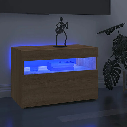 vidaXL Meuble TV avec lumières LED chêne sonoma 60x35x40 cm