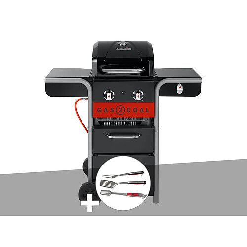 Char-Broil Barbecue à gaz et à charbon Gas2Coal 2.0 2B + Kit 3 ustensiles / Char/Broil