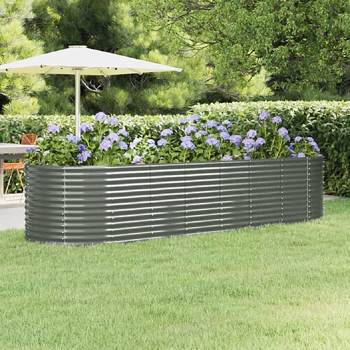 vidaXL Lit surélevé de jardin Acier enduit de poudre 322x100x68cm gris