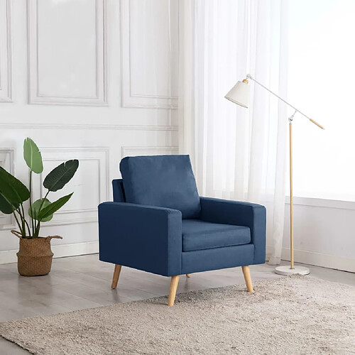 vidaXL Fauteuil bleu tissu