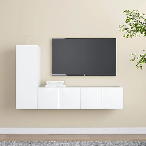 vidaXL Ensemble de meubles TV 3 pcs Blanc Bois d'ingénierie