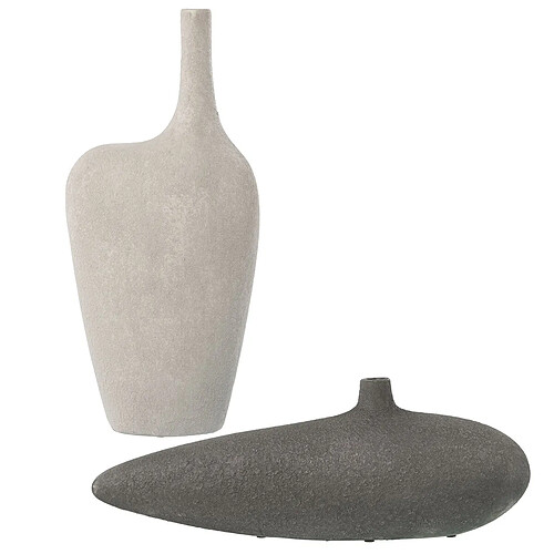 Ensemble de 2 Vases Alexandra House Living Blanc Gris Céramique 22 x 15 x 48 cm 47 x 11 x 18 cm