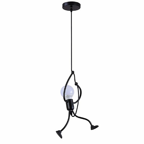 Stoex Lustre Suspension Fer Gens Design Petite Personne Créatif Luminaire pour Salon Chambre Enfant, E27 Noir