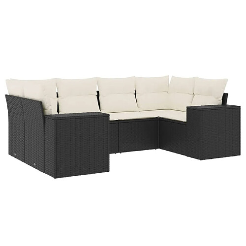 Maison Chic Ensemble Tables et chaises d'extérieur 6pcs avec coussins,Salon de jardin noir résine tressée -GKD357406