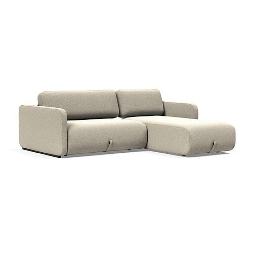 Inside 75 Canapé d'angle méridienne convertible design VOGAN tissu Bouclé Beige