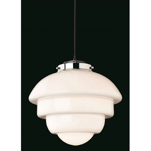 Luminaire Center Suspension Art verre blanc opale 1 ampoule 31cm