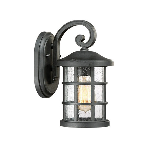 Elstead Lighting Applique murale extérieur Crusade Verre ensemencé Transparent Terre noire