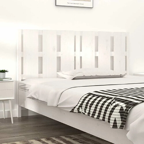 Maison Chic Tête de lit scandinave pour lit adulte,Meuble de chambre Blanc 155,5x4x100 cm Bois massif de pin -MN41928