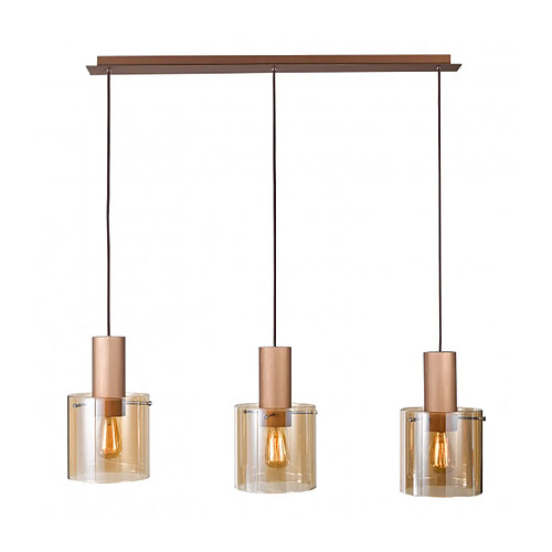 Luminaire Center Suspension moderne Javier Bronze antique, noir 3 ampoules