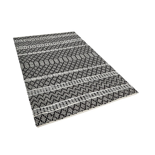 Beliani Tapis en cuir noir et beige 140 x 200 cm FEHIMLI