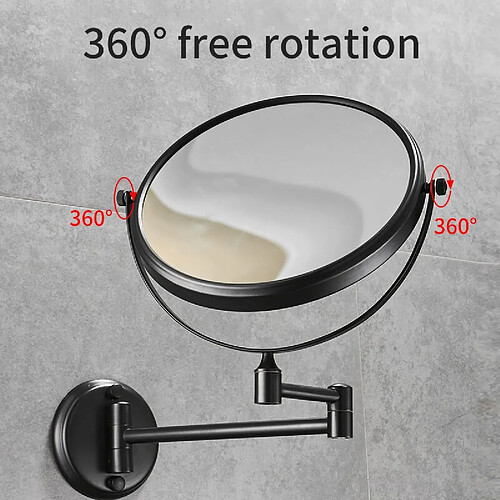 Universal Loupe de toilette 1: 1 et 1: 3360 miroir de toilette tournant double face miroir de toilette | miroir de bain | loupe de maquillage loupe salle de bains(Le noir)