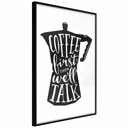 Paris Prix Affiche Murale Encadrée Coffee First 30 x 45 cm Noir