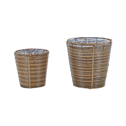 Beliani Lot de 2 pots de fleurs SARTI Polyrotin Marron