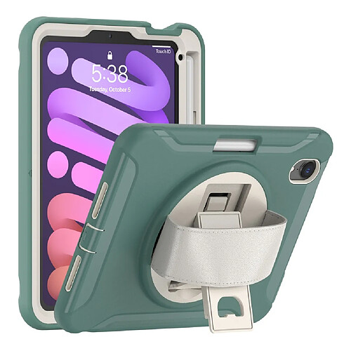 Coque en TPU hybride avec béquille rotative à 360° et dragonne vert émeraude pour votre Apple iPad mini (2021)