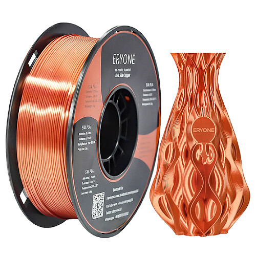 None Filament PLA ERYONE Ultra Silk pour imprimante 3D 1 kg (2,2 lbs) / Bobine - Cuivre