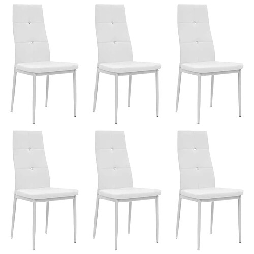 Decoshop26 Lot de 6 chaises de salle à manger cuisine design élégant synthétique blanc CDS022165