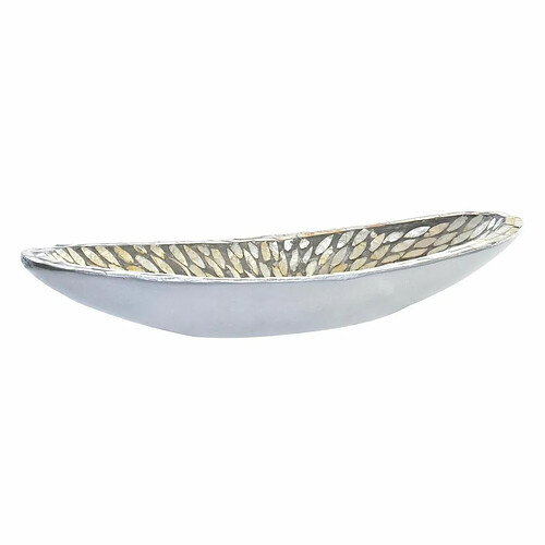 Centre de Table DKD Home Decor Mosaïque Argenté Gris Nacre noire Résine (50 x 16 x 8 cm)