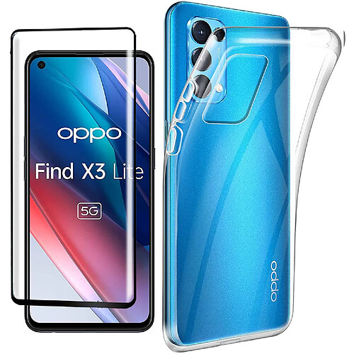 Xeptio Protection intégrale Oppo Find X3 LITE 5G : Coque Gel de Protection en TPU Invisible arrière Transparente ET Protection écran Full Cover Noir