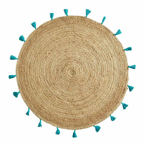 Paris Prix Tapis Déco Rond en Jute Shira 120cm Turquoise