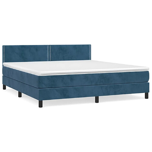 Maison Chic Lit adulte- Lit + matelas,Sommier à lattes de lit et matelas Bleu foncé 160x200cm Velours -GKD78555