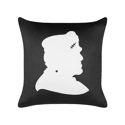 Beliani Coussin FRANKLINIA Velours 45 x 45 cm Abstrait Noir