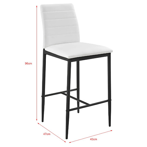 Helloshop26 Lot de 2 tabourets chaises de bar avec pieds en acier et hauteur 66 cm blanc noir 03_0005786/2