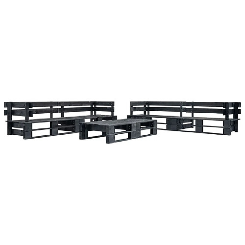 vidaXL Canapés de jardin palette 6 pcs noir bois