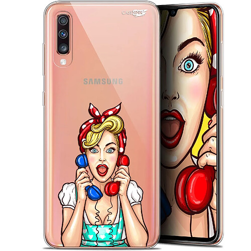 Caseink Coque arrière Samsung Galaxy A70 (6.7 ) Gel HD [ Nouvelle Collection - Souple - Antichoc - Imprimé en France] Calling Girl