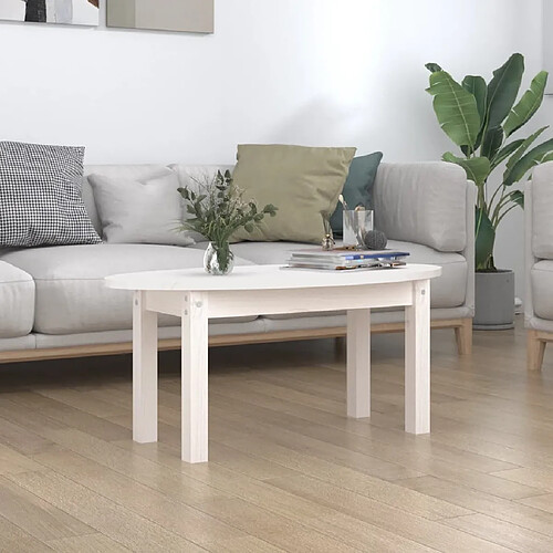 Maison Chic Table basse,Table Console Table d'appoint, Table pour salon Blanc 80x40x35 cm Bois massif de pin -MN23169