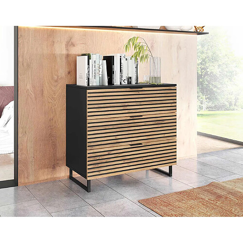 Bestmobilier Olympie - commode - bois et noir - 80 cm