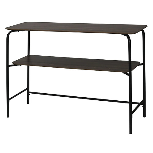 INTEMPORA Console en MDF et Métal 2 étages - L.110 x H.77,5cm - Marron et Noir