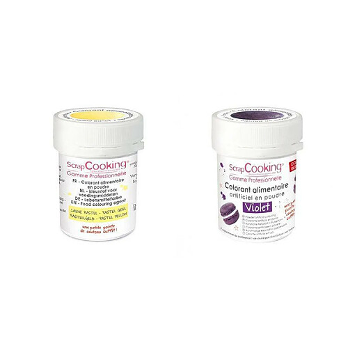 Scrapcooking 2 colorants alimentaires en poudre - violet-jaune pastel