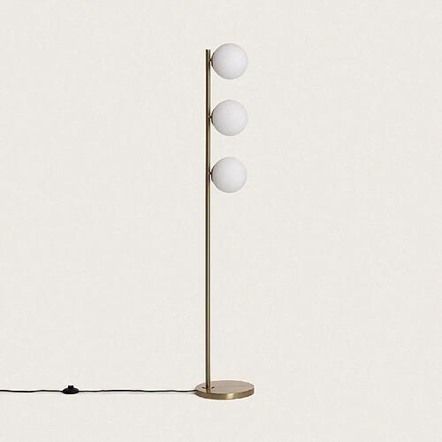 Ledkia Lampadaire Métal et Verre Moonlight Brass 3 Spots Doré