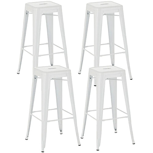 Decoshop26 Lot de 4 tabourets de bar style industriel avec repose-pieds en métal blanc 10_0001073