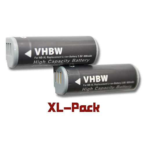 Vhbw 2 x batteries Li-Ion 600mAh (3.6 V) compatible avec Canon Powershot N2, et autres remplace la batterie NB-9L.