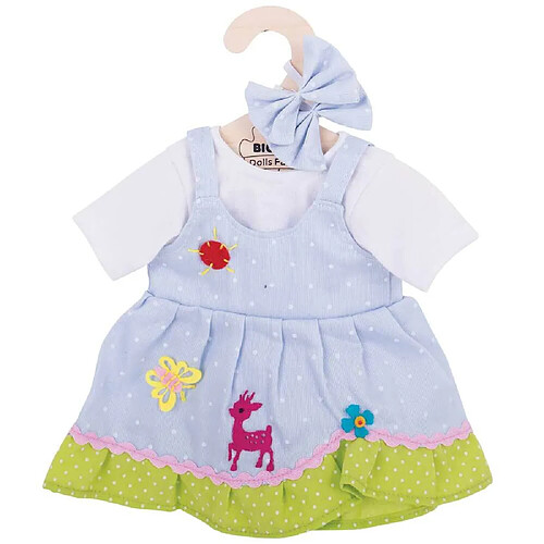 Bigjigs Toys Robe Bleue à Pois - Poupée Douce 34 cm