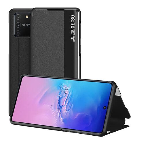 Etui en PU retourner avec fenêtre de visualisation noir pour votre Samsung Galaxy A91/S10 Lite