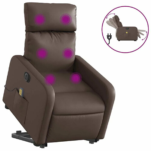 Maison Chic Fauteuil Relax pour salon, Fauteuil inclinable de massage électrique marron similicuir -GKD25398