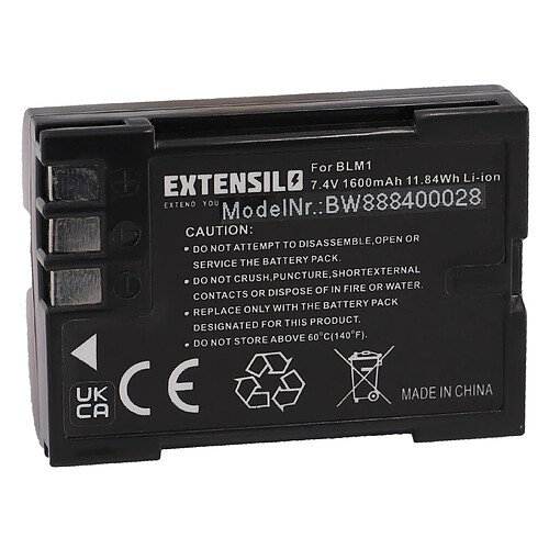 Vhbw EXTENSILO Batterie compatible avec Olympus E-1, E-3, E-30, E-300, E-330, E-500, E-510 appareil photo, reflex numérique (1600mAh, 7,4V, Li-ion)