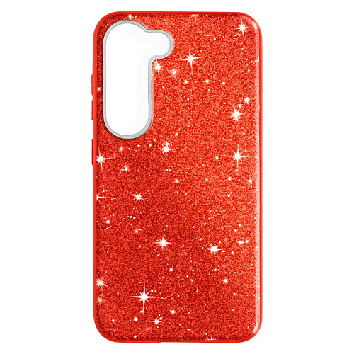 Avizar Coque Paillette pour Samsung Galaxy S23 Plus Semi-rigide Spark Case rouge