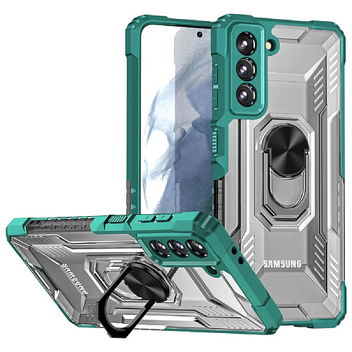 Coque en TPU antichoc avec béquille vert pour votre Samsung Galaxy S21 FE 5G