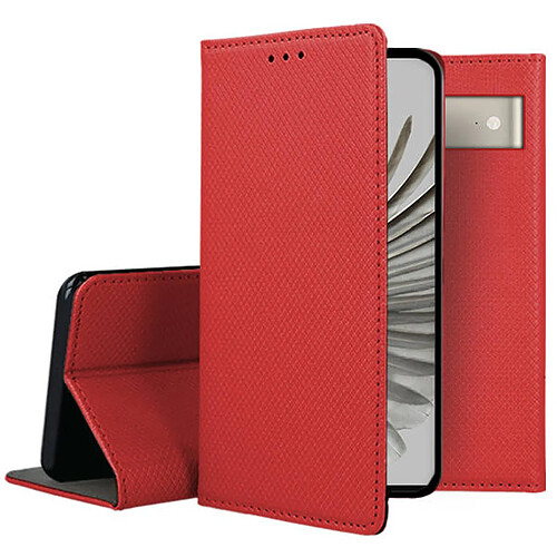 Htdmobiles Housse pour Google Pixel 8 5G - etui coque pochette portefeuille + film ecran - ROUGE MAGNET