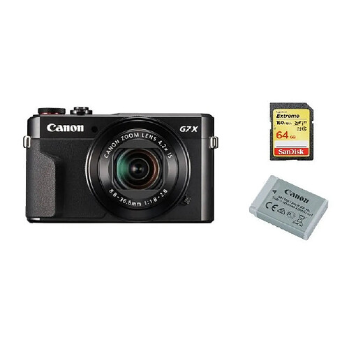 CANON G7X II Black + 64GB SD card + NB-13L Battery