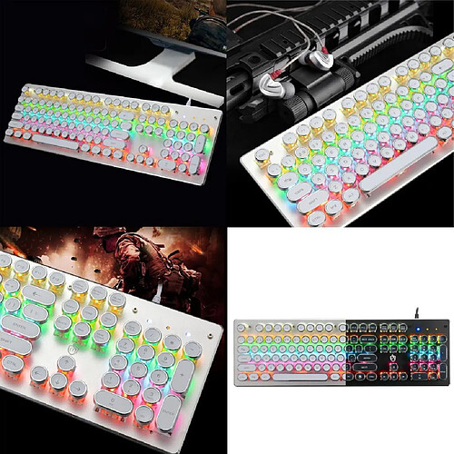 USB Filaire LED Rétro-éclairé Ergonomique Gamer Clavier Pour PC Portable Blanc