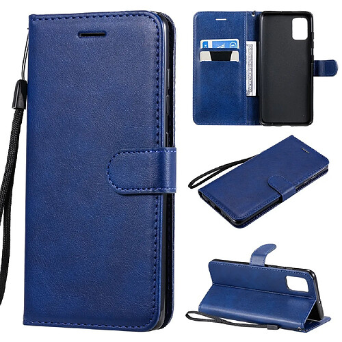 Etui en PU couleur unie avec support bleu pour votre Samsung Galaxy A51