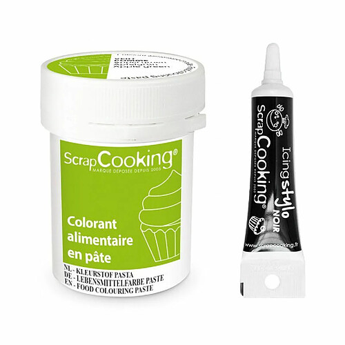 Scrapcooking Colorant alimentaire en pâte 20 g Vert pomme + Stylo de glaçage noir