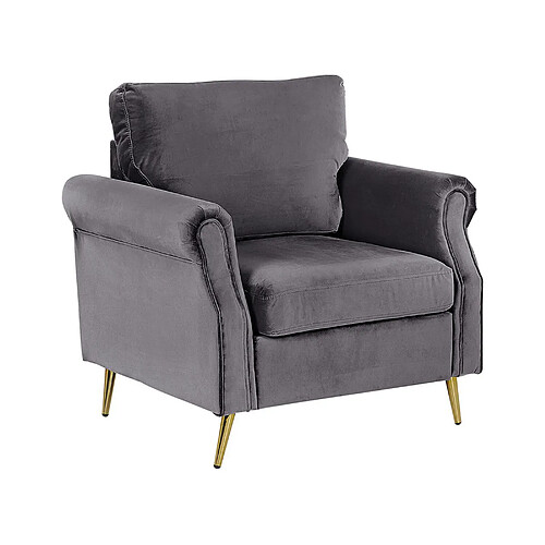 Beliani Fauteuil VIETAS Velours Gris foncé