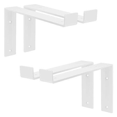 Lot de 4 Supports d'Étagère ML-Design 25x4x14,5 cm, en Métal, Blanc, Style Industriel