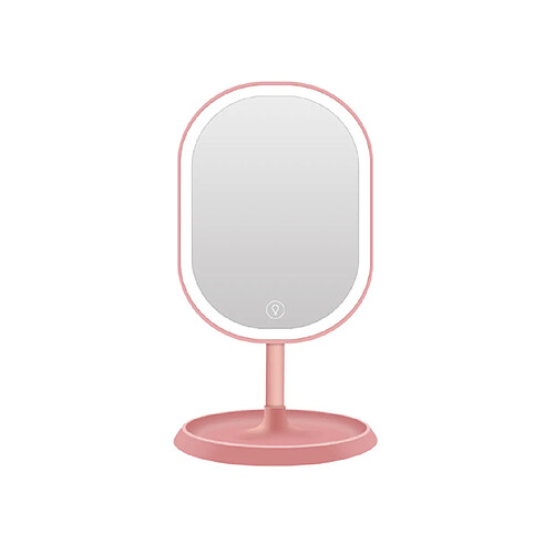 Miroir de maquillage rotatif LED avec miroir de courtoisie à induction Light Touch à économie d'énergie - rose